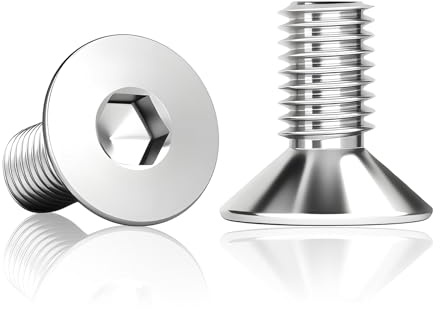 120 viti a testa svasata M4x10 mm, acciaio inox esagono incassato | M4x10 mm acciaio inox A2 V2A con esagono incassato e filettatura completa per mobili, dispositivi, officina e DIY