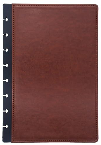ITSYHPRO A5 Discbound-Tagebuch PU-Lederhuellen Braun | 1 Paar pro Packung. 5mm dicke PU-Lederhuellen. Vorgebohrte Pilzloecher. DIY-Tagebuch & Planer.