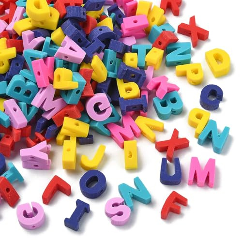 Airssory 200 Stück gemischte Stile Buchstaben A-Z Polymer Clay lose Perlen Alphabet Initiale Spacer Perlen für DIY Schmuck Armband Halskette Ohrring Handwerk Tasche Telefon Schlüsselanhänger Dekor