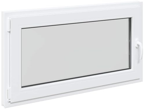 vidaXL Kellerfenster RISOR 110 x 50 cm PVC und Glas Weiß, Modernes Untergeschossfenster Design, Langlebige PVC-Glas-Konstruktion, Energieeffizient, Wärmedämmung, Schallisolierung, Drehbare Funktion