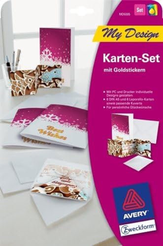 Avery Zweckform Glückwunschkartenset 6St. A5, 3St. Leporello + Kuvert, Z-Design Sticker