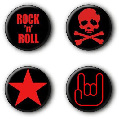 4 Rock'n'Roll Buttons Buttonset Punk Ansteckbuttons #4 (2,5cm)