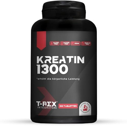 T-Rex Integratori, Créatine Monohydrate - Complément alimentaire pour la Masse Musculaire, Booster Énergétique Pre Workout (Comprimé, 100 comprimés)