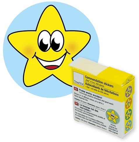 TimeTEX - Belobigung-Aufkleber Sternchen bunt - in Spender-Box - 500 Aufkleber - Timetex 62764