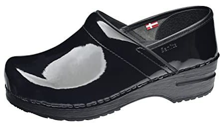 Sanita Patent | Professional geschlossener Clog | Original handgemacht für Damen | Anatomisch geformtes Fußbett mit weichem Schaum | Schwarz | 41 EU