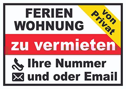 HB-Druck Ferienwohnung zu vermieten von Privat Schild A4