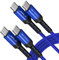 JSAUX 100W USB C to USB C Cable (2-Pack, 2 m), USBC Type C Charge Lead 5A Fast Charging Compatible with iPhone 16e 16 15 Plus Pro Max Samsung Galaxy S25 S24 MacBook iPad Air Pro Carplay Blue
