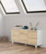 Dmora - Credenza Arvada, Buffet da cucina, Armadio di design da soggiorno, Madia moderna a 3 ante e ripiani, 154x40h75 cm, Bianco e Rovere