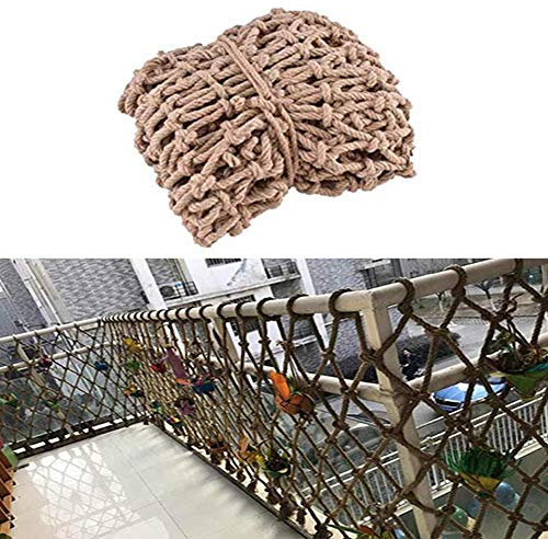 RSGK Dekor Netz Fischernetz Dekor , Absturzsicherung für Kinder Sicherheitsnetz Hanfseil im Freien Treppenhaus Balkon Garten (Color : BEIGE-4MM, Size : 3X5M)