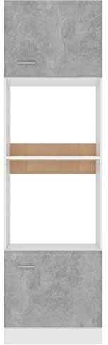 Tidyard Mikrowellenumbauschrank Küchenschrank Küche Hochschrank Küchenmöbel Küchenzeile für Backofen Mikrowelle Spanplatte Betongrau 60x57x207cm
