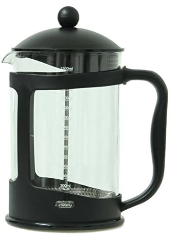 TRTO 3 Cup, 0.35 Litre 300ml Black Coffee Plunger Glass Caffettiera French Filter Press Easy To Use