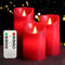 Red Flameless Candles Flickering with Remote, Moving Wick Fake Candles Battery Operated Realistic Warm Light Candle, for Home Decor, Bedroom Accessories, Ornaments for Living Room, Set of 3
