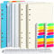 FANDAMEI A5 Papier Gepunktete Nachfüllpapiere Set, 6 Löcher A5 Gepunktete Nachfüllbare Notizpapier 90 Blätter, 7 Stk. Trennblätter, 320 Stk. Haftnotizen, 1 Stk. Umschlägbeutel, 20 CM Lineal