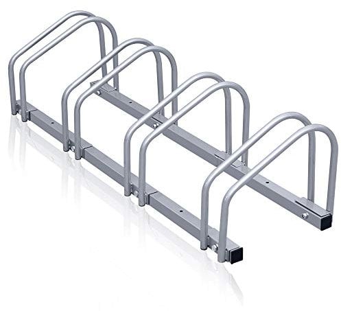 Gimisgu Fahrradständer für 4 Fahrräder 35-55 mm Reifenbreite, Wandparker als Einzelständer, zur Wandmontage, Fahrradständer Mountainbike, HBT 26x101x32cm, Silber