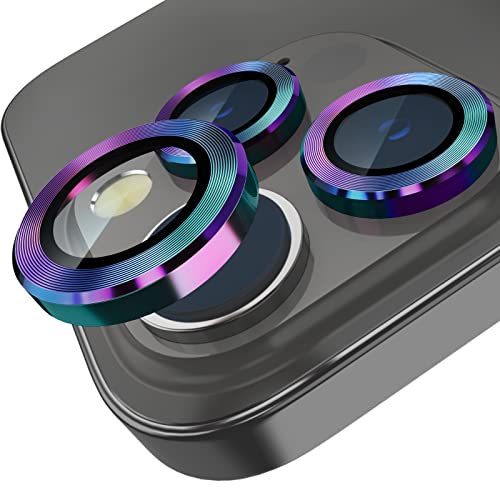 imluckies Compatible with iPhone 14 Pro/iPhone 14 Pro Max Camera Lens Protector, Aluminum Alloy Edge Anti-Scratch & HD Tempered Glass, Metal Individual Lens Screen Protection Cover 2022, Colorful