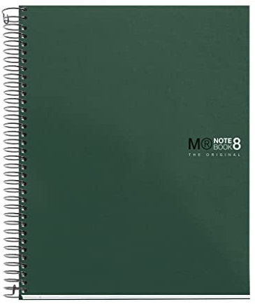 Miquelrius - Notizbücher A5 The Original Notebook, 8 farbige Streifen, Polypropylen-Einband, Format A5 (148 x 210 mm), 2-Loch-Lochung, 200 Blatt mit 70 g/m², Horizontale Streifen 7 mm, Grau