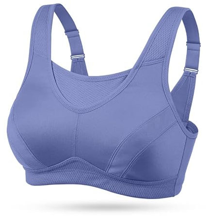 Wingslove Damen Starker Halt Sport BH Große Brüste Ohne Bügel Breite Träger Verschluss Bustier Lauf Joggen Bra (Lila 90B)
