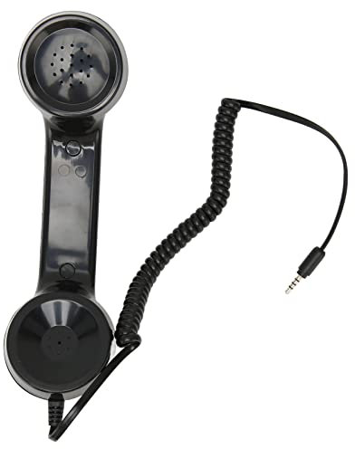 Auricular de Teléfono Retro de 3,5 Mm, Receptor de Teléfono para Altavoz de Micrófono, Radiación Multifunción de Mano Retro para Teléfonos Inteligentes y Computadoras (Negro)