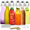 Lot de 6 bouteilles carrées en verre avec couvercle basculant - 500 ml - Pour liqueur limoncello, bouteilles de bière, kit de brassage d'hydromel - Bouteilles hermétiques à couvercle rabattable -