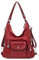 DEEVORCA Retro Moda Bolso De Hombro Mujer Casual Mochila Viaje Trabajo Compras Escuela Bolsa De Mensajero PU Cuero Multibolsillos Bolso Antirrobo Multifuncional Bolsa De Hombro Rojo