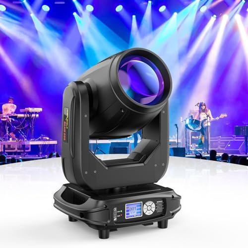 WZYBUTA 295W Lyre LED Lumières de scène 8000K Jeux de Lumiere Beam Moving Head 17 Gobos 14 Couleurs Projecteur pour DJ Club Bar Disco Soirées fête