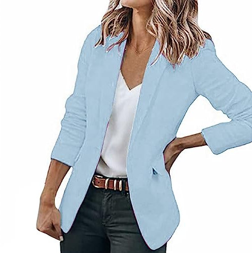 Blazer Damen Sportlich Schwarz Damen Blazer Kariert Frauen Langarm Blazer Vorne Offener Kurzblazer Einfarbig Revers Jacke Rosen Schwarzer Trenchcoat Damen Jacke Damen Sportlich Elegant Damen Mantel