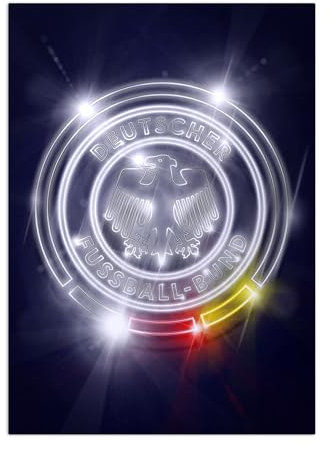 Displate - Poster aus Metal - Deutsche Fußball-Bund - DFB Crest - DFB Crest Neon 45 cm x 32 cm
