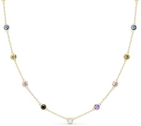 Ambeta Halskette mit Zirkonia aus Sterling Silber 925 | Kleine Kristall Kette | Layering Halsband | Regenbogen Kette Gold für Damen