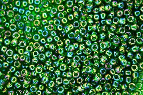10g TOHO 8/0 Round Japanese Seed Beads 3mm 167B Transparent Grass Green Rainbow Rocailles Beading Supplies Jewellery Making Japanese Beads