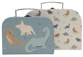 Jollein Spielkoffer Set - Roarsome - 2er Pack - 1 Größeren Koffer, 1 Kleineren Koffer - Dinos