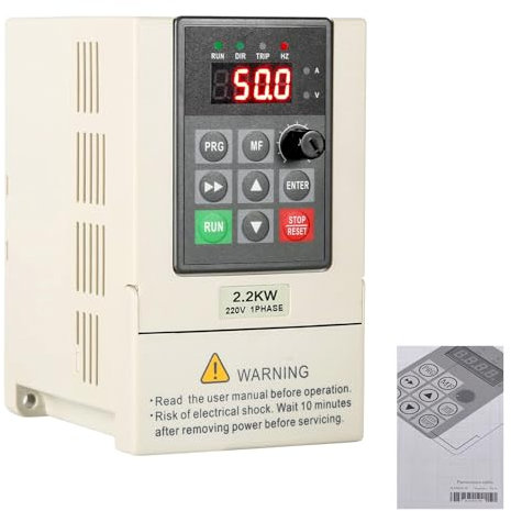 SiRyder 2.2kW Variateur de Vitesse Moteur 220V,Entrée Monophasée 220V Sortie Triphasée 220V,Transformateur VFD Variateur De FréQuence pour Le ContrôLe De La Vitesse du Moteur 220VAC