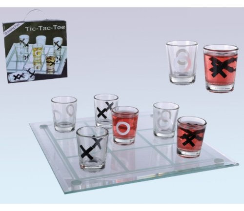 Out of the blue 79/3985 - Glas-Trinkspiel, Tic Tac Toe mit 9 Gläsern, Circa 22 x 22 cm