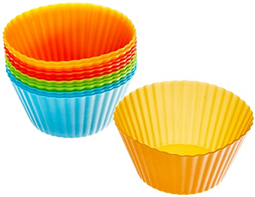 LACOR - 66745 - Set 12 moldes muffin | Silicona | Libre de BPA | Para horno | Para freidora de aire | Repostería | Reutilizables | Ø 7 cm