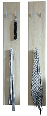Vladon Wandpaneel 140, Made in Germany, Garderobenpaneel bestehend aus 2 Paneelen, Eiche sägerau (je 24 x 140 x 2 cm)