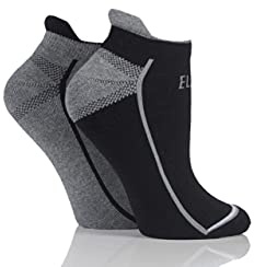 ELLE Ladies Sports Trainer Socks Pack of 2 Black 4-8