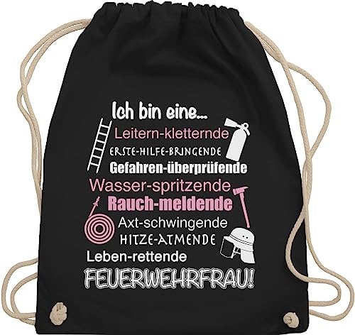 Turnbeutel Rucksack - Feuerwehr - Taschen - Ich bin eine ... Feuerwehrfrau! - Unisize - Schwarz - feuerwehrgeschenkartikel beutel feuerwehrfrau feuerwehrmann frau turnsackerl feuerwehrfrau+geschenke