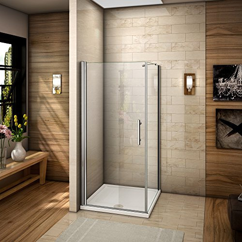 Box Doccia Angolare Porta Battente Vetro 6 mm Temperato Anticalcare Telaio e Barra Stabilizzatrice Cromato Lucido 90x80x197 cm