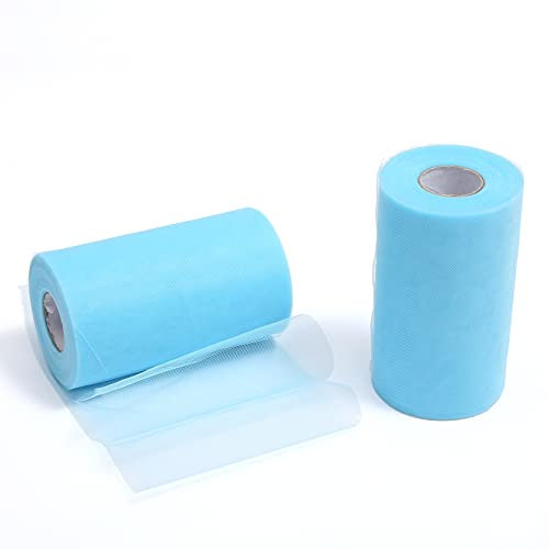 ZADAWERK® Tüll - 15 cm x 45 m - Hellblau - 1 Rolle - Tisch-Deko - Hochzeit - Weihnachts-Tüll - Geschenk - Schleife - Schleier - Tutu - DIY Tüllrolle - Netzstoff