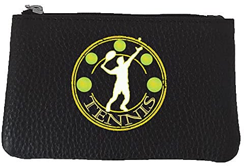 Petit Porte Monnaie en Cuir Noir Tennis