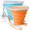 ZHIYE Faltbarer Campingbecher mit Deckel, BPA-freies Silikon, wasserundurchlässig, einziehbar, tragbar, faltbar, für Outdoor-Aktivitäten, Wandern, Picknick, 24,5 ml Blau, Orange