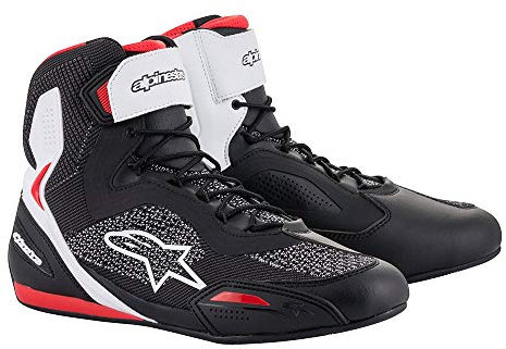 Alpinestars Faster-3 Rideknit Shoes Black White Red - Stivali da moto