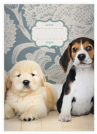 Kartenkaufrausch 16 süße Hunde Baby DIN A4 Schulhefte, Schreibhefte mit kleinen Welpen, blau Lineatur 20 (blanko Heft 16 Blatt/32 Seiten) Notizheft, Kladde für Schule, Universität, Büro