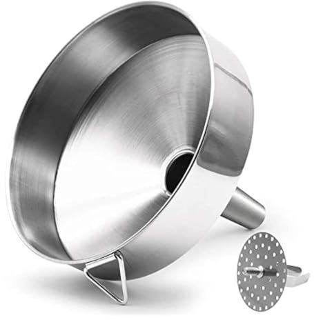 Super Large Stainless Steel Large Funnel with Detachable Strainer/Filter for Cooking Oil and Transmission Liquid and Powder, Food Grade Metal Kitchen Funnels