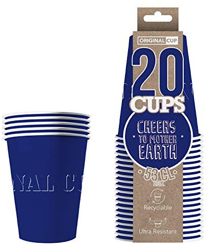 Original Cup - 20 x Gobelets Américains en Carton 53 Cl - Soirée Beer Pong - Bleu
