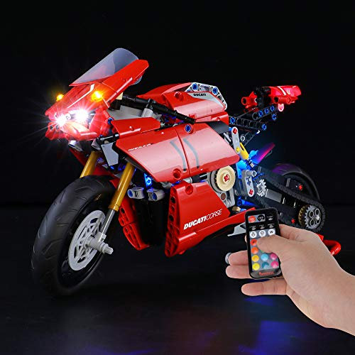 BRIKSMAX Led Beleuchtungsset für Lego Ducati Panigale V4 R,Kompatibel Mit Lego 42107 Bausteinen Modell - Ohne Lego Set (Fernbedienungsversion)