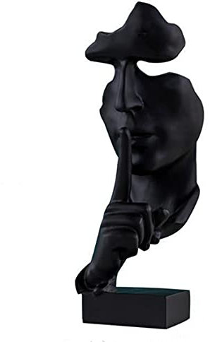 Kreative abstrakte Männer-Figur, Skulpturen, Keep Silence Statue, Denker-Statue, Büro Heimdekoration (schwarz)