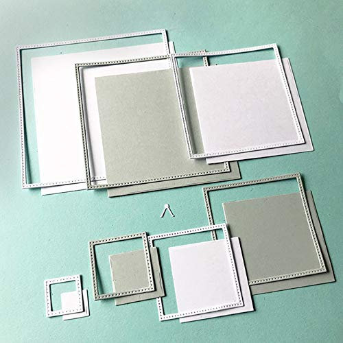 YunTrip Quadratische Rahmen-Stanzformen für Kartenherstellung, genähte Bordüre, Metall-Stanzformen, Scrapbooking, Prägung, Papier, Karten, Album, dekoratives Handwerk für Grußkarten/Einladungen