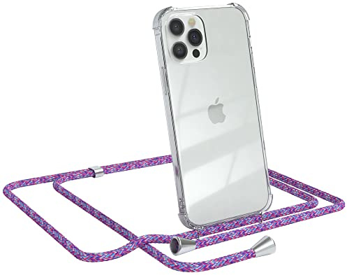 EAZY CASE Handykette kompatibel mit iPhone 12/12 Pro Handyhülle mit Umhängeband, Handykordel mit Schutzhülle, Silikonhülle, Hülle mit Band, Stylische Kette für Smartphones, Unicorn