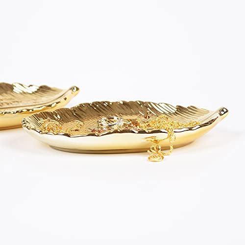 IMIKEYA Schmuckschale Schlüsselschale Blatt Geformte Schmuck Tablett Teller Handtuch Platte Tablett Trays Schmuck Organizer Gericht Ring Halter Seife Tablett Dessert Teller Marmor Tablett