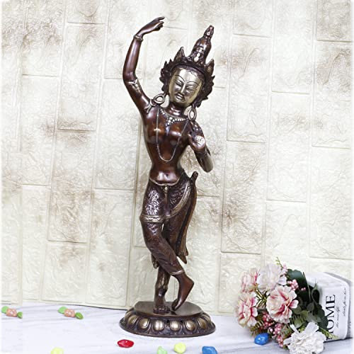 ARTVARKO 50,8 cm große Göttin Tara Messing stehende Statue für Gesundheit, Glück, Reichtum | Tanzendes Idol Home Decor Skulptur, TARA20IN